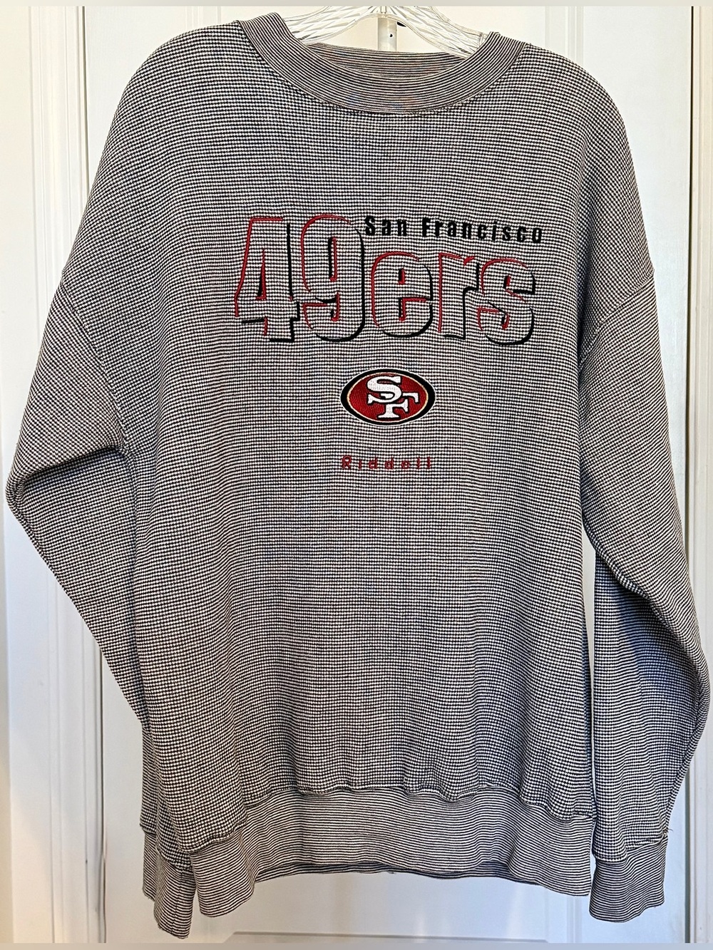 Riddell San Francisco 49ers Houndstooth Crewneck Sweatshirt NFL Gray Black White